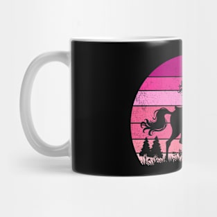 Princess Riding Unicorn Pink Vintage Sunset Magical Mug